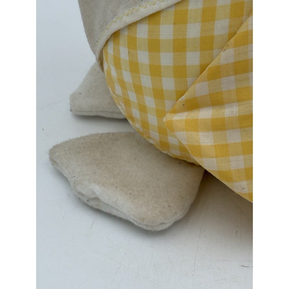 USA Vintage Cottagecore Stuffed Fabric Mother Goose Granny Lace Yellow Check‎ - Picture 3 of 11